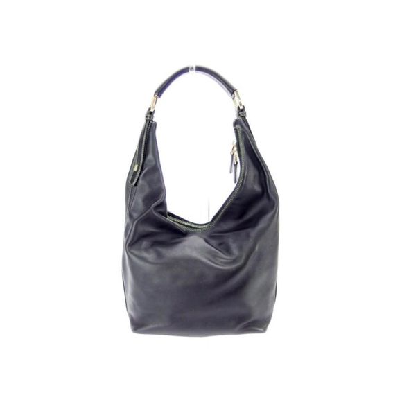 Gucci Metal Fittings Hobo Leather Black Gold Shoulder Bag - Picture 2 of 6